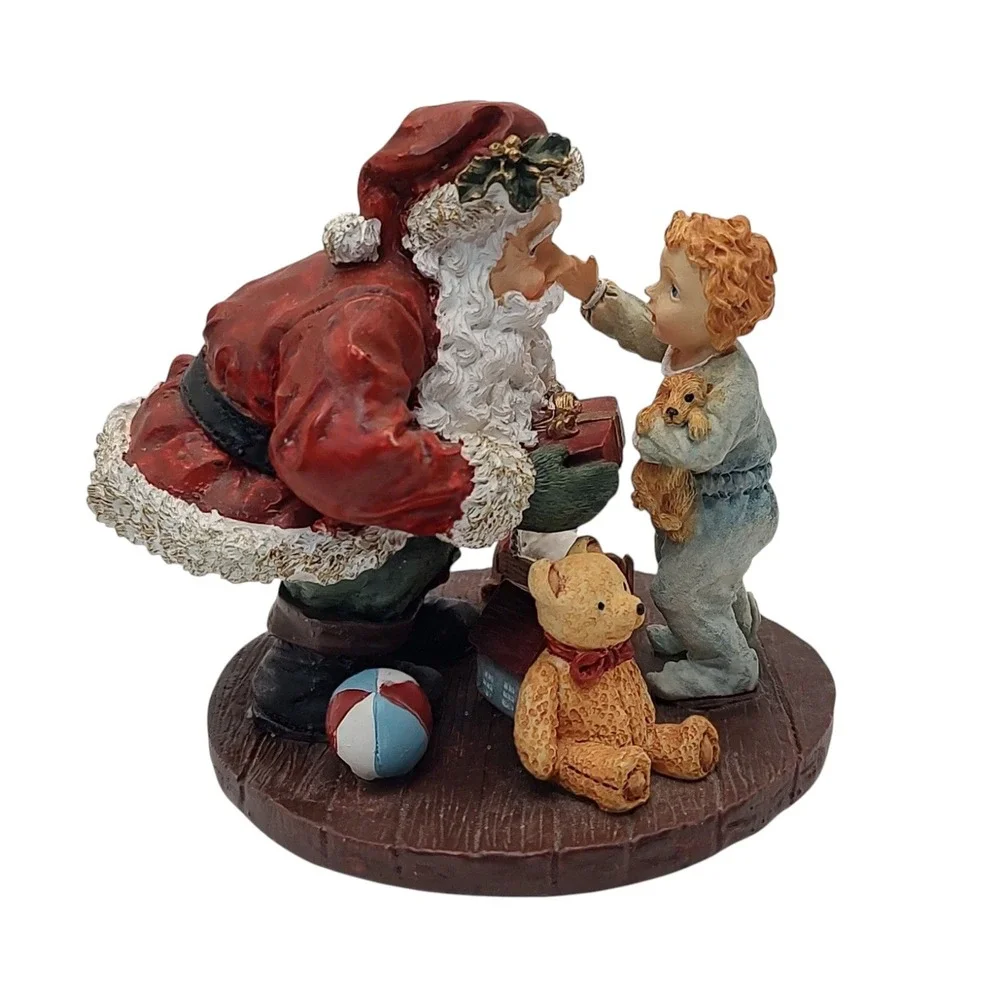 Winterland Collection Christmas Figurine Santa with Boy and Bear Resin‎ 1997